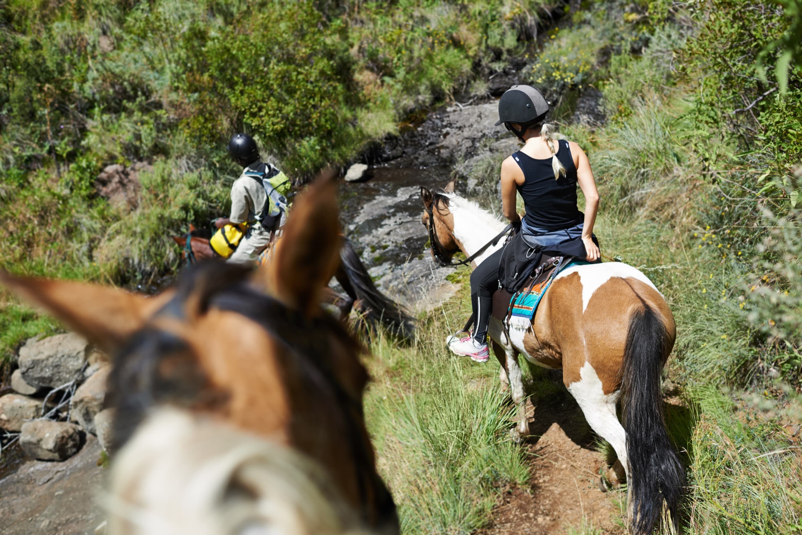 Rider crossing open terrain