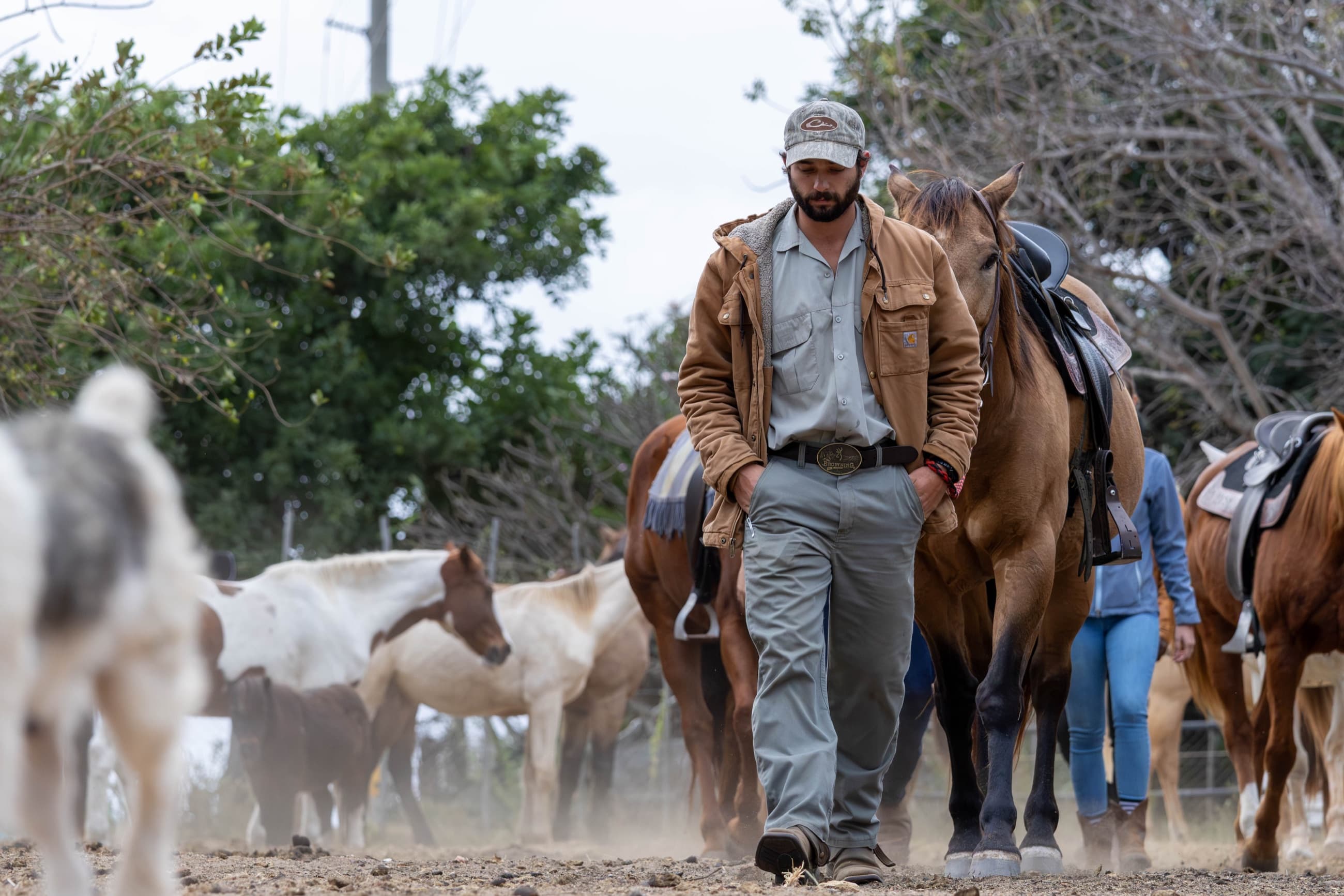 Nimble Drift guides working with horses before a ride
