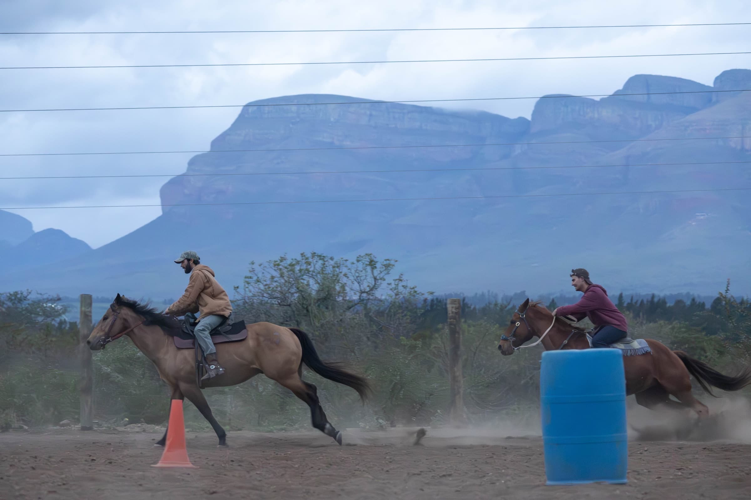 Riders moving through a western games exercise